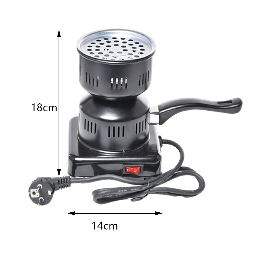 Portable Black Hookah Charcoal Stove, Multipurpose Electric Coals Burner, Quick Heating Shisha Heater for Kitchen Accessory