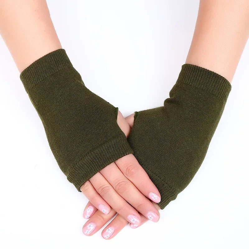 Mittens 2022 Winter Knitted Arm Fingerless Warm Gloves Solid Color Fingerless Soft Gloves for Women Girl Keep Hands Warm