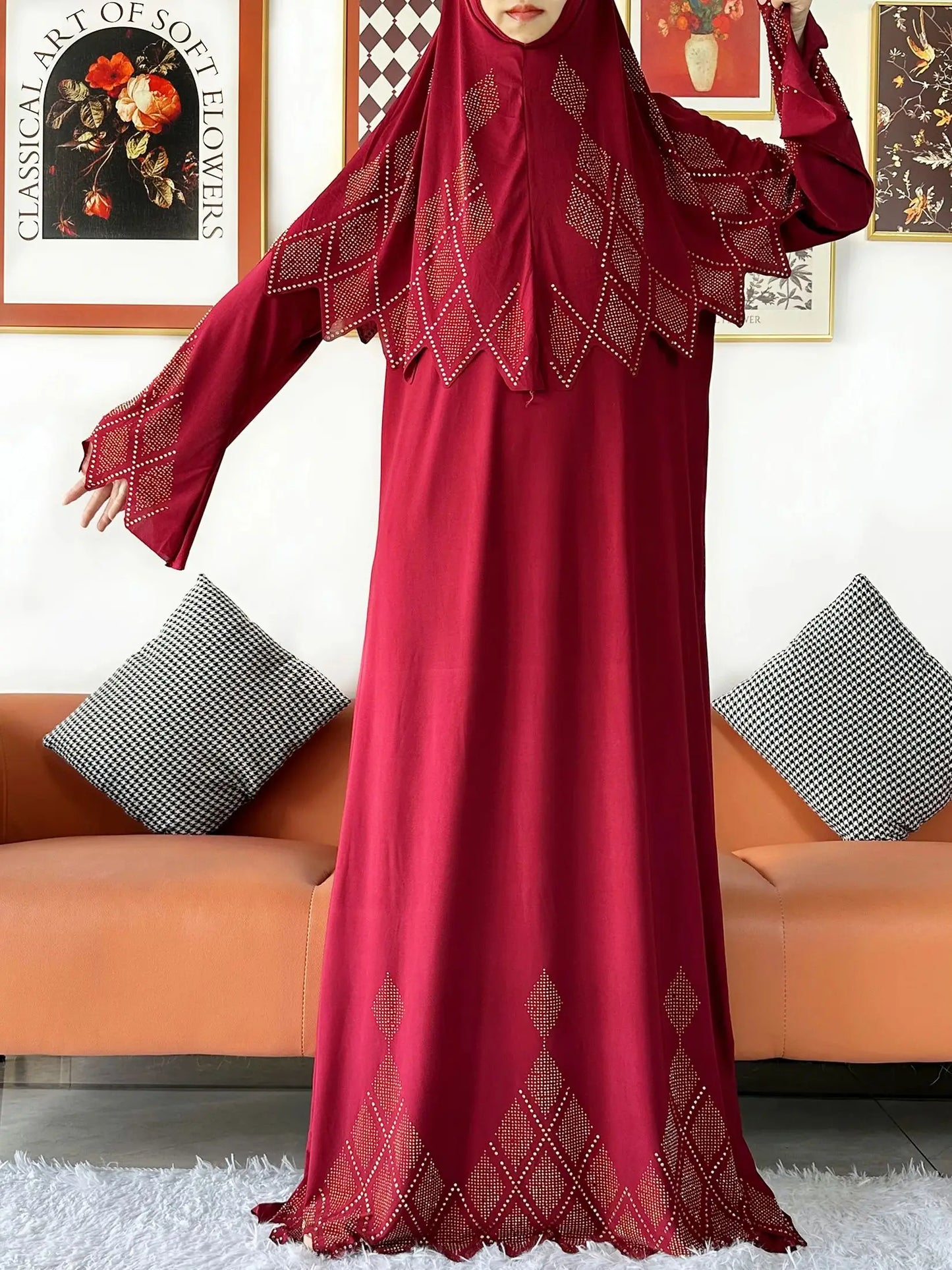 2025 Islamic Women's Hijab Scarf Long Dress Sets Prayer Garment Set Long Khimar Dress And Hijab Combo for Ramadan Daily Wear
