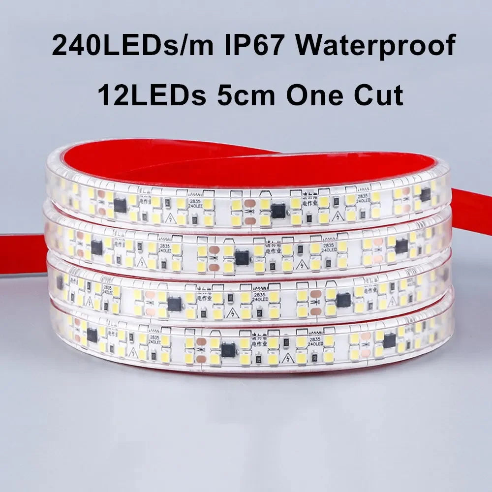 LED Strip Lights 220V 2835 1 20 30 meter 120LED/m 240LED/m Nature Warm White AC 220V Waterproof LED Strips 100 ft Outdoor Light