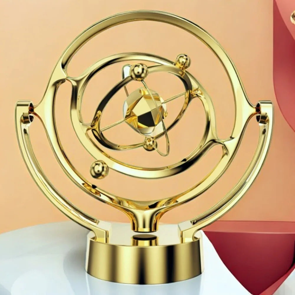 Portable Rotating Magnetic Wobbler Gold/Silver with Base Earth Perpetual Motion Model USB Battery Dual Use