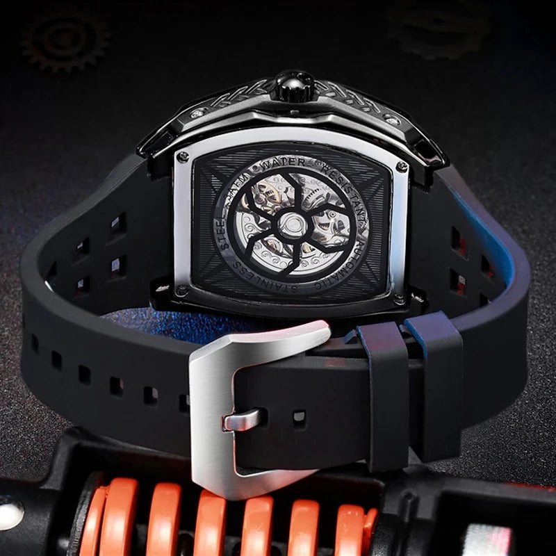 Watches For Men Original Automatic Mechanical Watch Skeleton Waterproof Luminous Men's Watch White Rubber Strap Reloj Hombre