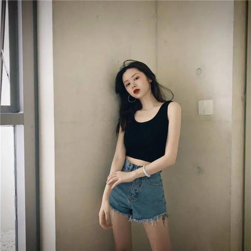 Summer Crop Sexy Tops Women 2022 Women Y2k Aesthetic Clothes Sleeveless Short Vests White Black Grey Korean Harajuku Tank Top