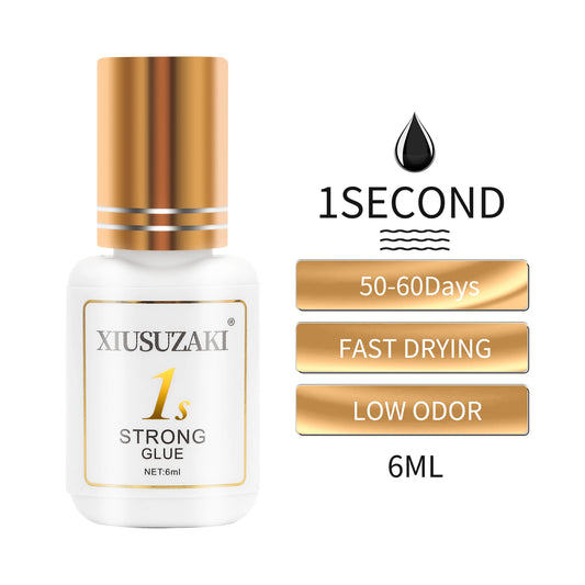 XIUSUZAKI 6ml 1 Second Fast Drying Strong False Eye Lash Extension Glue Adhesive Retention 7-8 Weeks Low Smell Mink Eyelash Glue