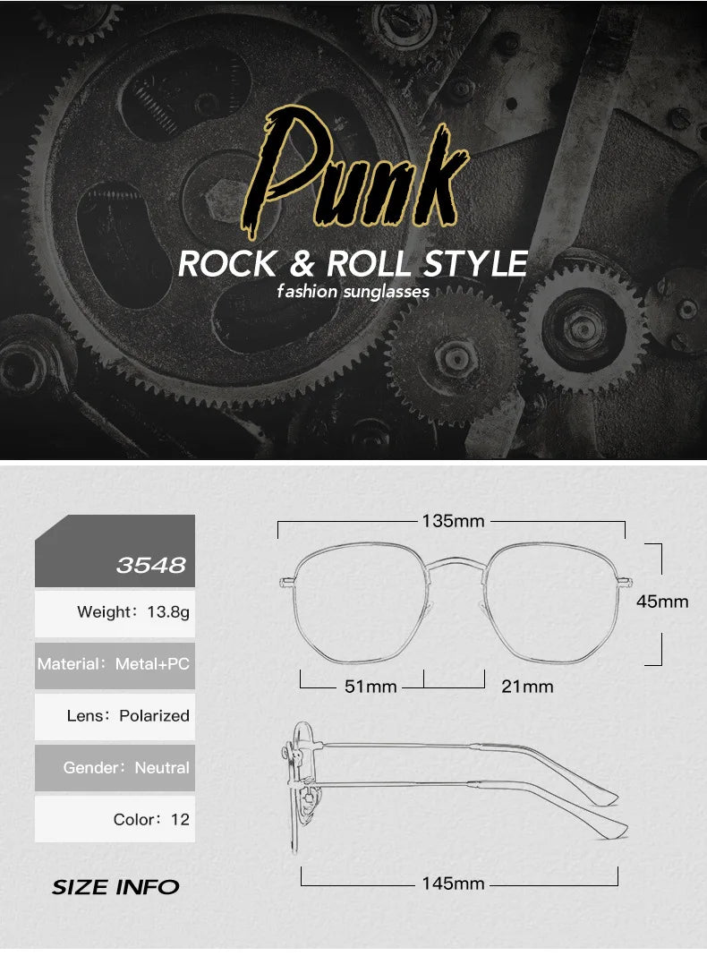 Hexagon Polarized  Sunglasses 2024 Men Women Square Polygon Sun Glasses Luxury Brand Design Retro Frame Eyewear de sol hombre
