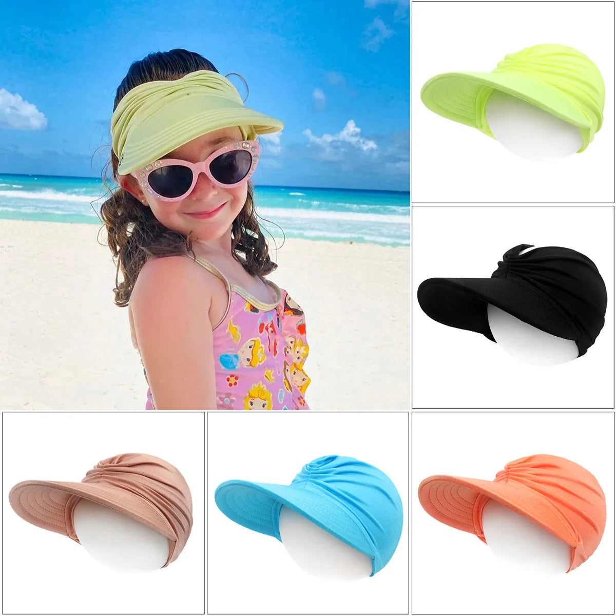 Summer Sun Hats Beach BabyGirls Boys Wide Brim UV Protection Baseball Cap for Kids Outdoor Quick Dry Breathable Empty Top Hat