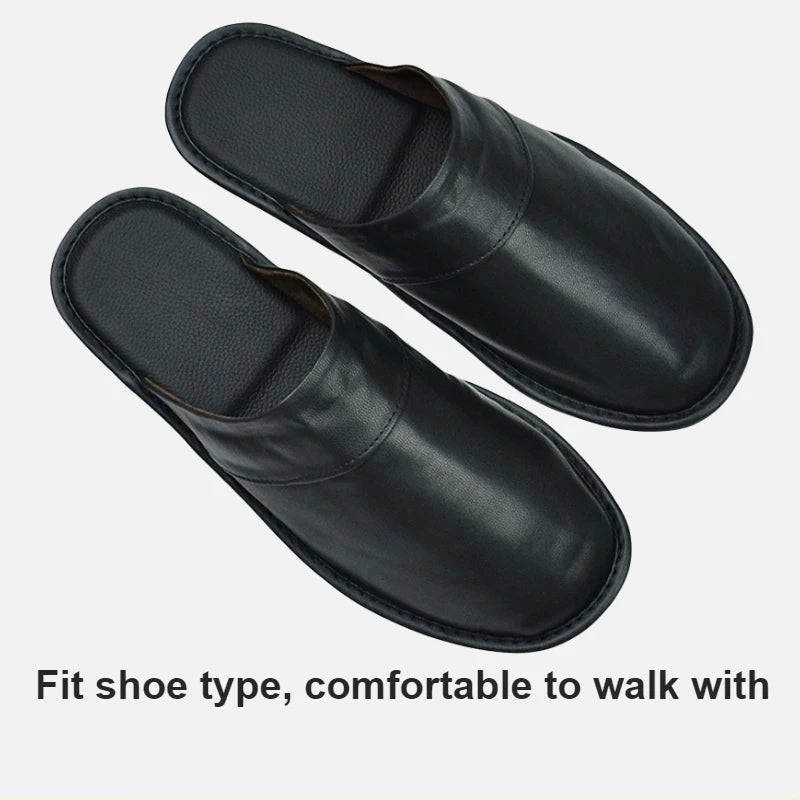 Soft Sheepskin cow Leather Slippers Homes in indoor slipper Spring Autumn men women elderly non-slip casual single shoes summer