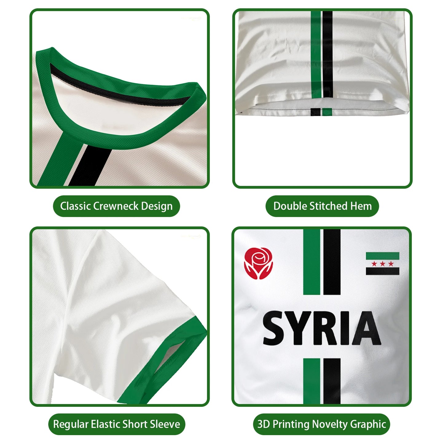 Syria Football T-Shirt Summer Sports Breathable Quick-drying Men's Tops Syrian Flag Map Print Short Sleeve Jersey Kid's Clothes