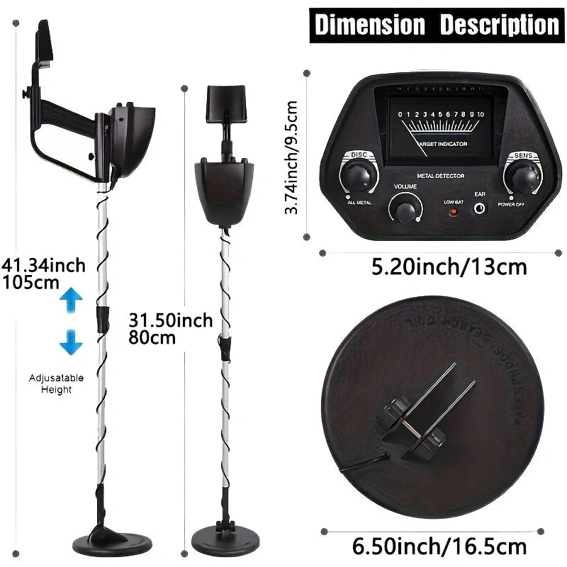 MD-4030 metal detector. Professional underground treasure finder, ID68 waterproof. Search coil, battery powered (not included)