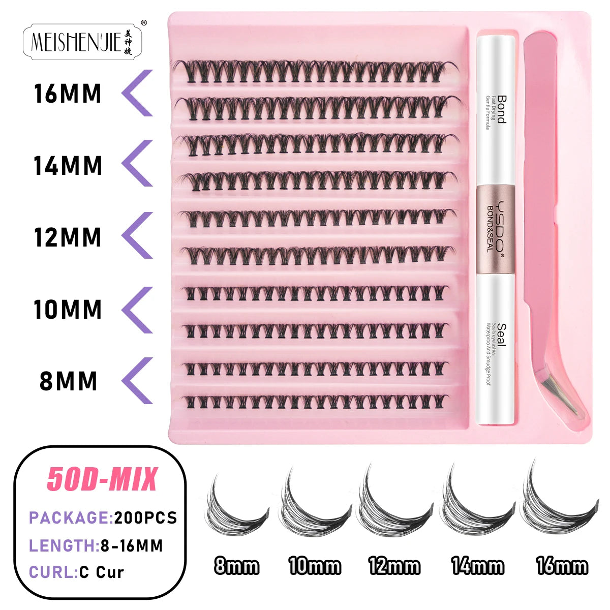 Lanjinglin DIY Lashes Extension Kit Eyelashes Clusters Lash Bond and Seal Makeup Tools for Gluing Lashes Gluing Glue Accessories