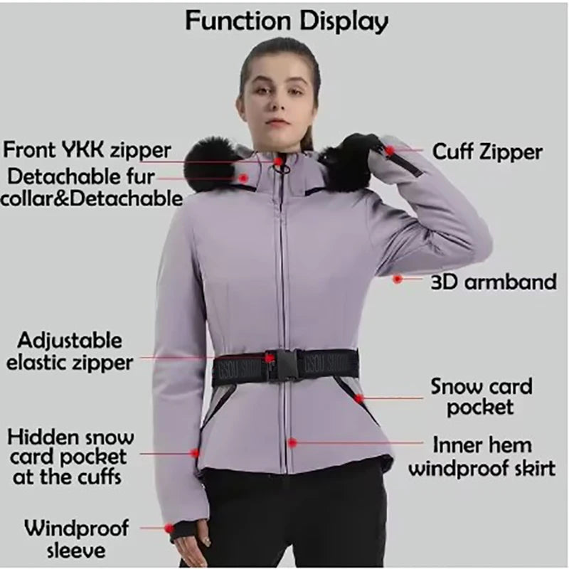 Ski Jackets 2025 Mountain Winter Hooded Woman Snowboard Clothes Outdoor Sports Skiing Overcoats Windproof Thermal Snow Tracksuit