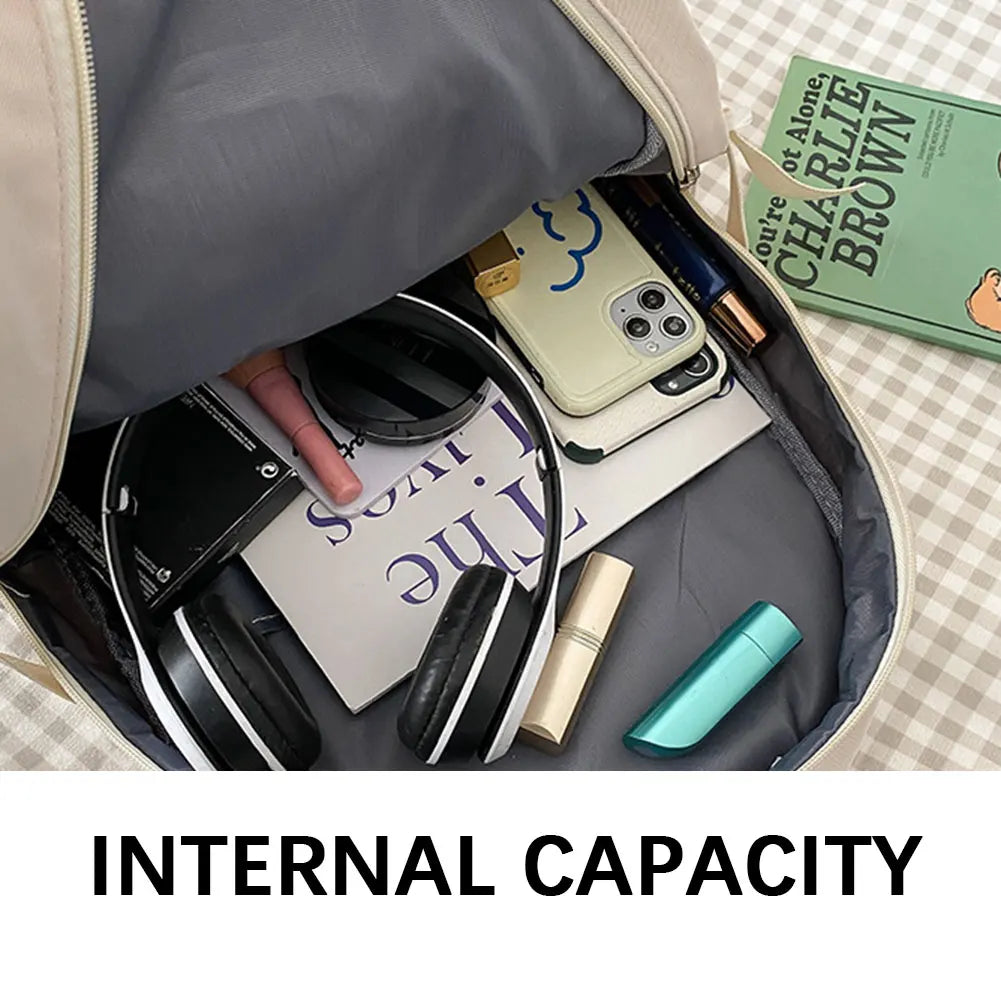 Causal Simple Travel School Bags Portable Large Capacity Waterproof School Books Pencil Case Water Bottle Bookbag For Men Women