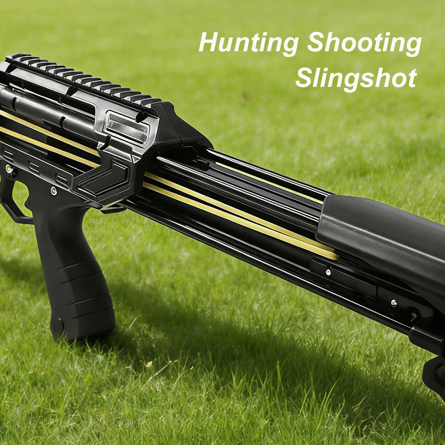Black Long Hunting Shooting Large Slingshot Outdoor Professional Shooting Equipment Long Rubber Band Slingshot