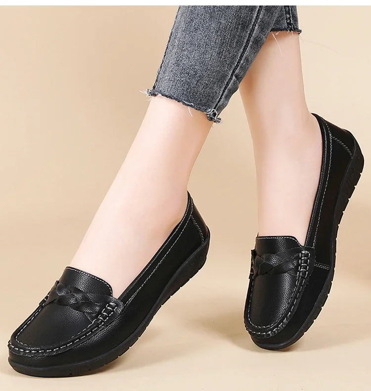 Women Shoes Soft Leather Women's Loafer 2025 New Flats Slip On Casual Shoes Flat Shoes Women White Footwear Zapatos De Mujer