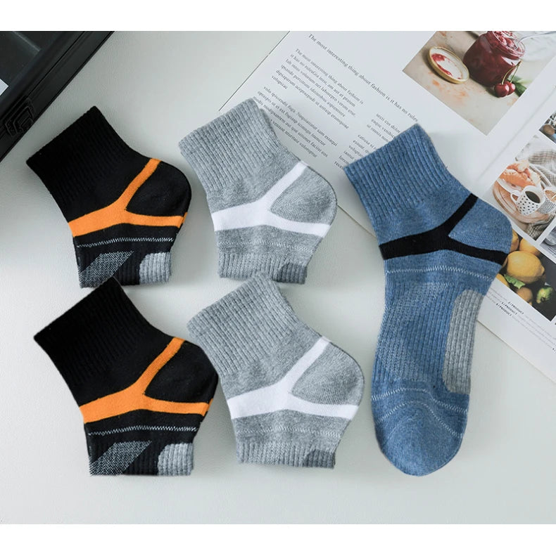 3/5/6 Pairs  Cotton Outdoor Sports Socks, Sweat Absorbing and Odor Resistant Cotton Running Basketball Socks, Trendy Socks