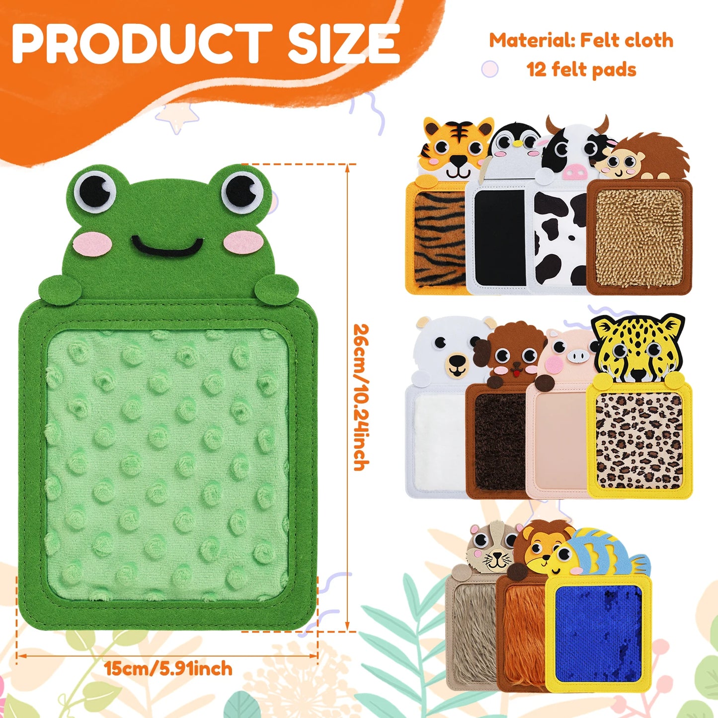 Felt Sensory Mats for Autistic Children Cartoon Animal Cognition Tiles Textured Pads Developmental Preschool Education Toys