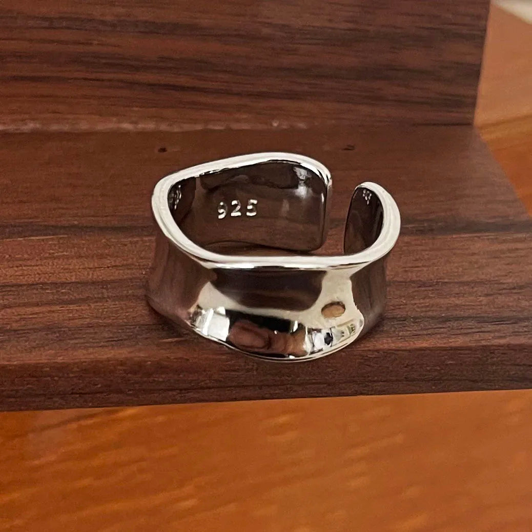 925 Sterling Silver Rings For Women Men Fine Jewelry Finger Adjustable Open Shinning Smooth For Party Birthday Gift