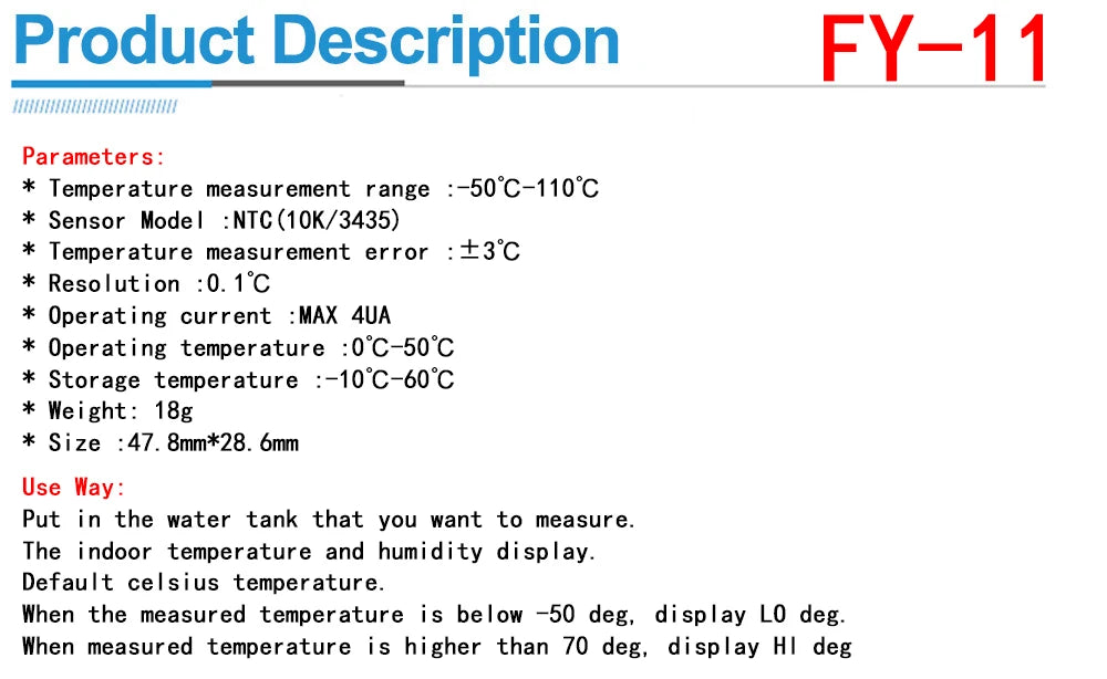 Mini LCD digital thermometer used for freezer temperature - 50-110℃ refrigerator thermometer indoor and outdoor waterproof probe