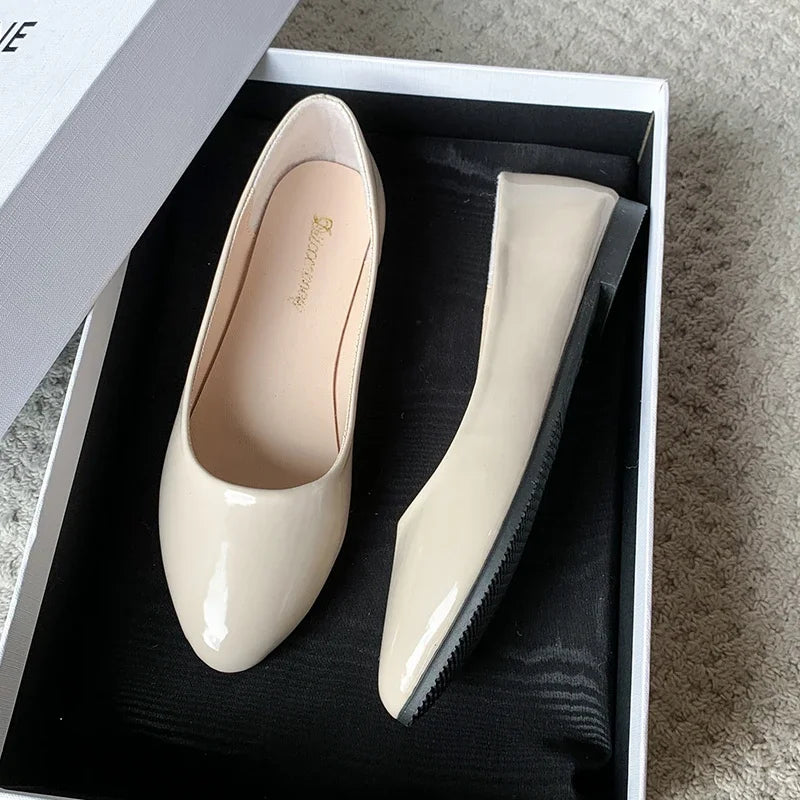 Ladies Formal Flat Shoes Spring Autumn Non-slip Women Black Causal Loafers Uniform Shoes Versatile Women's Ballet Leather Shoes