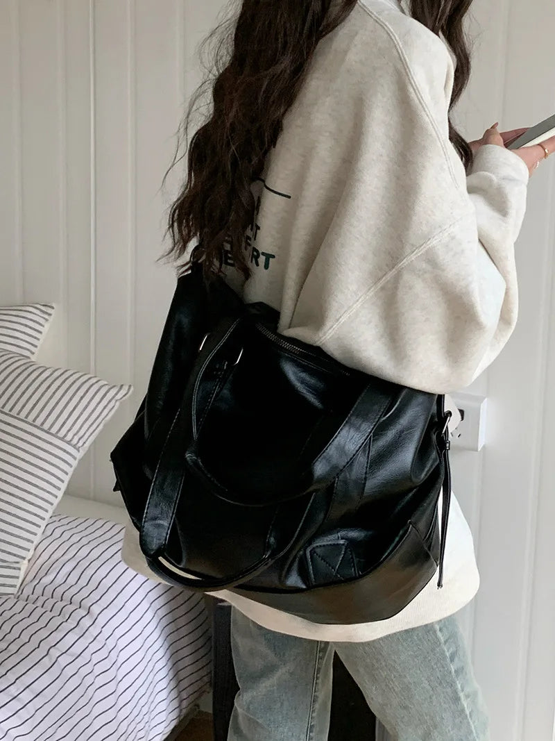 Fashion Tote Bag Leather Women Bag Simplicity Handbag Solid Vintage Shoulder Messenger Bag for Ladies