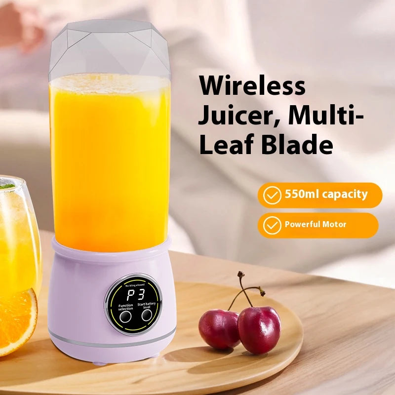 Portable USB rechargeable blender, electric juicer, 500ML capacity, 3-level power adjustment, for juicing fruits and vegetables