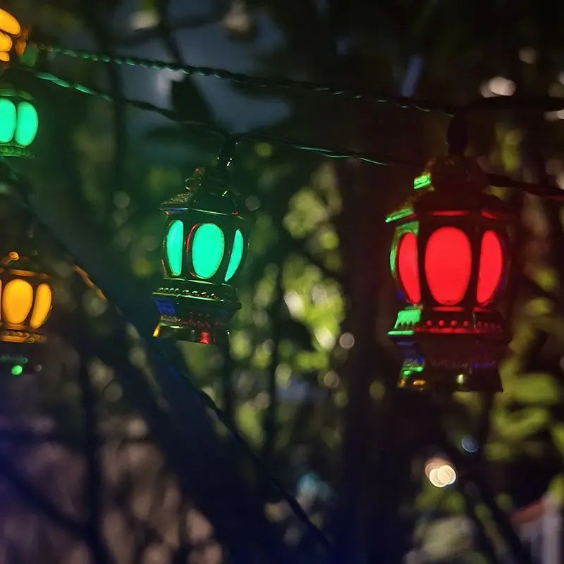 Solar Powered Lantern String Light 20 LEDS Eid Ramadan Decorative Lamp Outdoor/Indoor Waterproof for Islamic Home Garden Decor