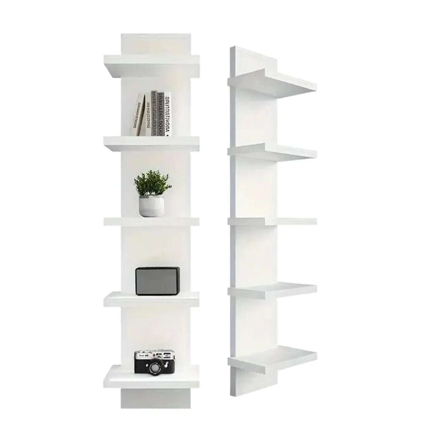 5 Layers Wall-Mounted Wood Bookshelf Storage Rack Board Shelf Organize Floating Shelf For Office Living Room Decor For Books