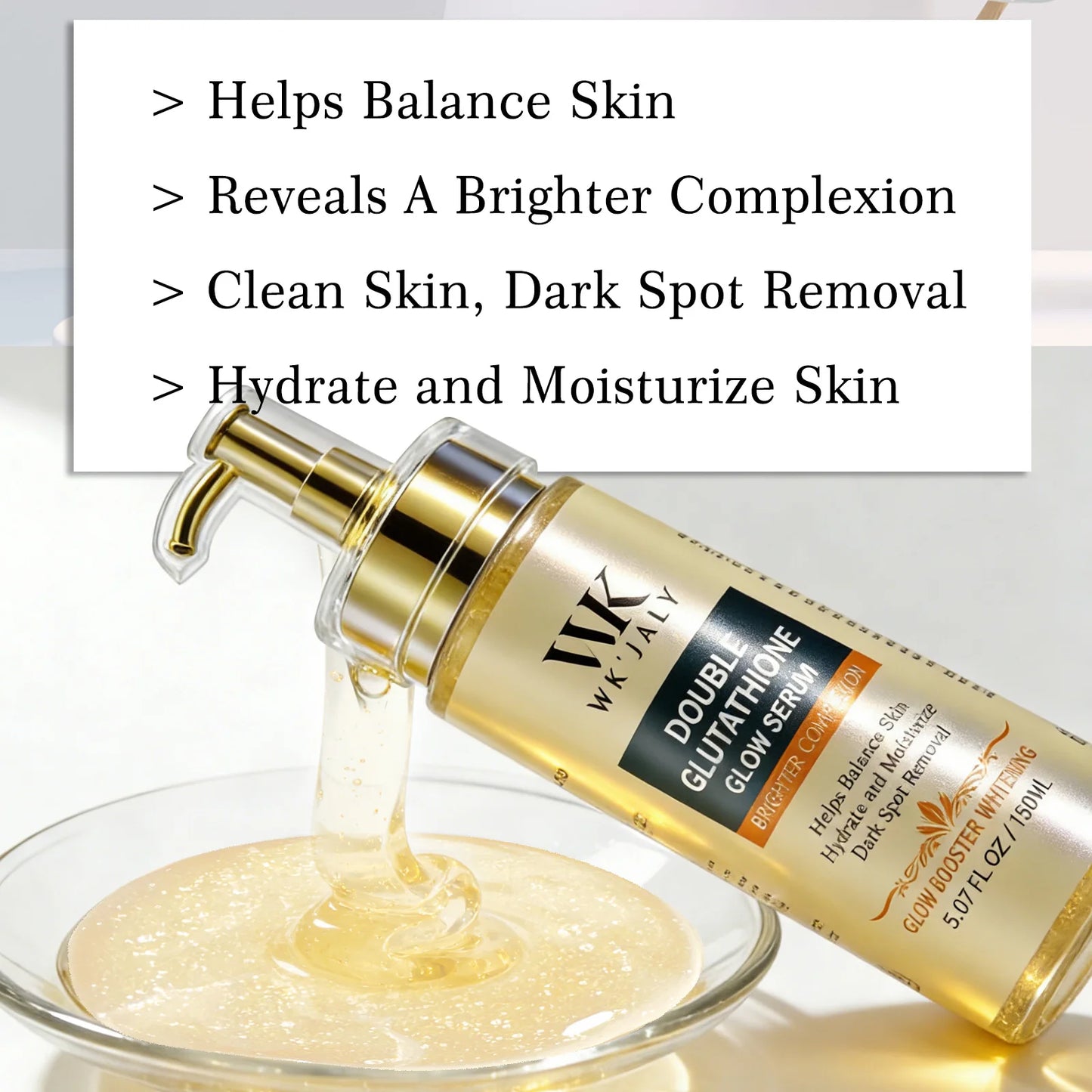 WK JALY Whitening Skin Care Set, Moisturize With Collagen, Glutathione, Natural Turmeric, Remove Acne, Dark Spot, Even Skin Tone