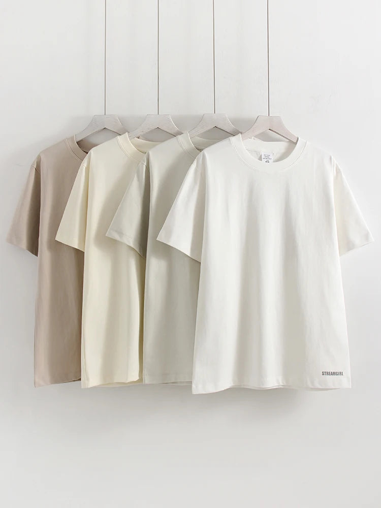 Summer Women T Shirts Oversized Cotton White Short Sleeve Baggy Tops For woman Summer Plain Loose Pink Tshirt Oversize Blue