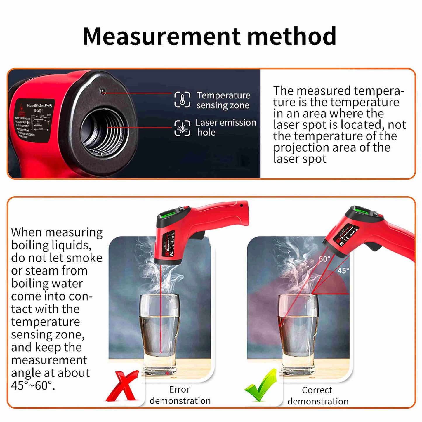 Infrared Thermometer Gun  -50~500°C Non-contact Laser Temperature Gun Handheld Temp Sensor Measure Digital Pyrometer LCD Backlit