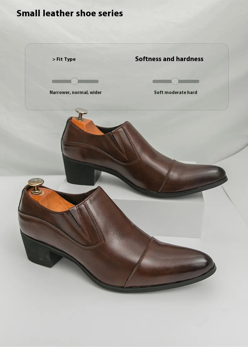 Black/Brown High-heeled Men's Shoes High-quality Dress Shoes Leather Non-slip Business Party Wedding Height Increase Men Loafers