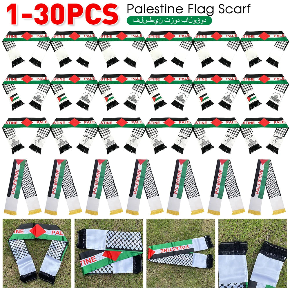 30-1PC Palestine Shawl Flag Scarf Palestine Scarf Printing Satin Palestinian Flag Scarf Palestinian National Day Scarves