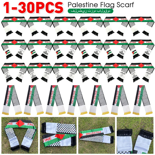 30-1PC Palestine Shawl Flag Scarf Palestine Scarf Printing Satin Palestinian Flag Scarf Palestinian National Day Scarves