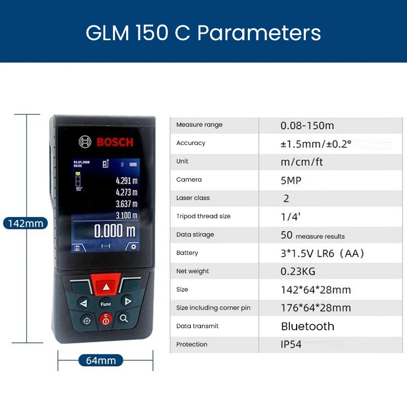 Bosch Laser Tape Measure Professional Distance Meter Optical Rangefinder Accurate 30-50m Surveying Equipment