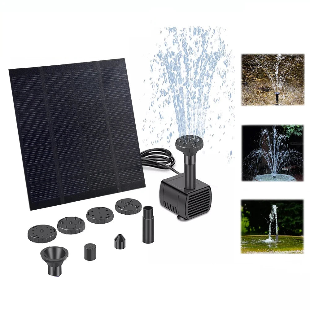 Solar Water Fountain Pump with Nozzles Solar Powered Fountain Water Pump Solar Fountain for Garden Pool Pond Aquarium Fountain