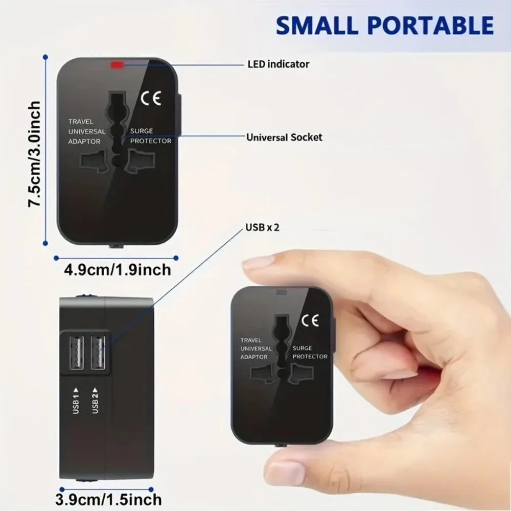 Global Conversion Plug Travel Conversion Socket Dual USB Port EU UK US AU AC Power Charger Universal Adapter Outlet Converter