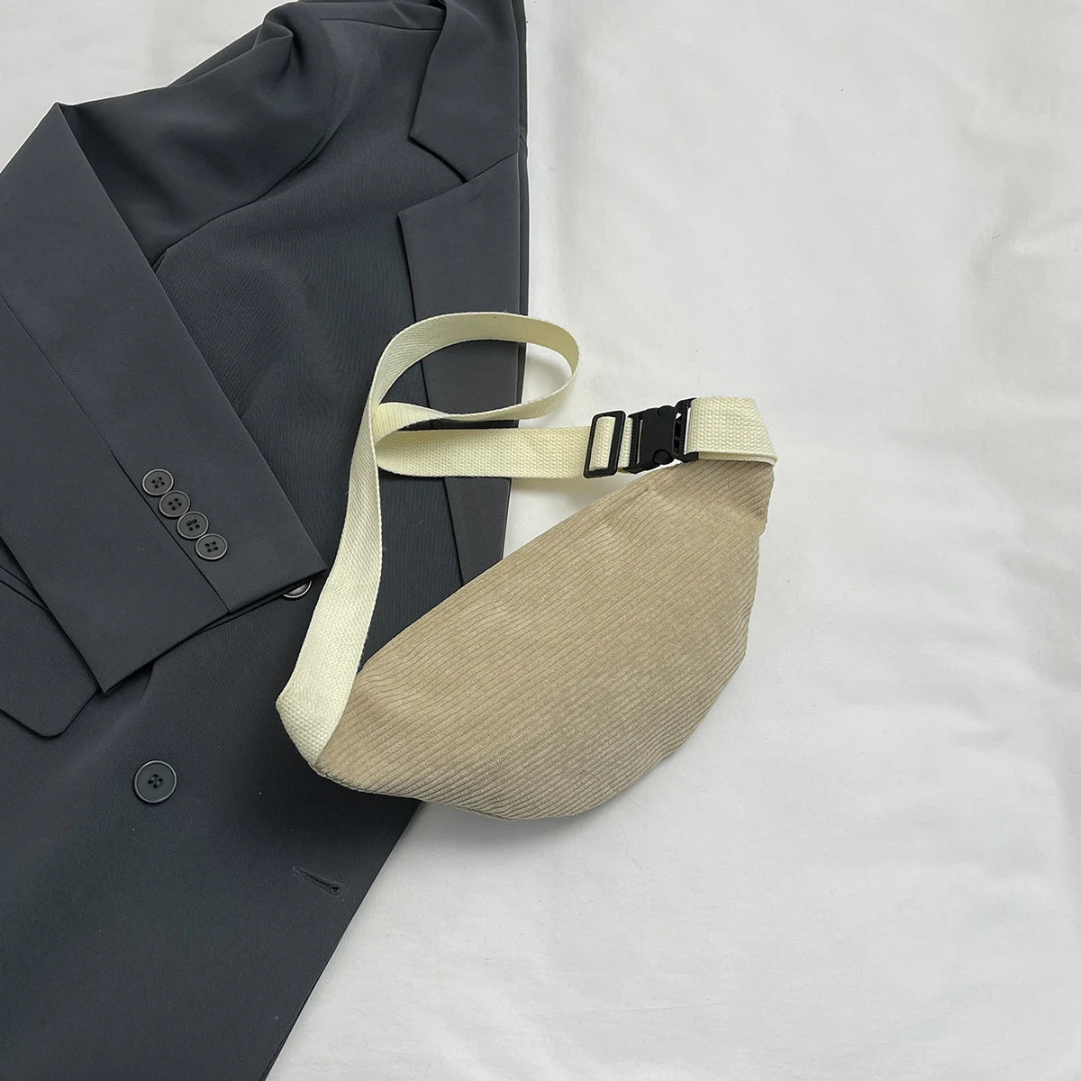 Casual Corduroy Belt Bags for Women Fashion Fanny Pack Female Banana Waist Bag Hip Purse Shoulder Crossbody Chest Bag Pocket