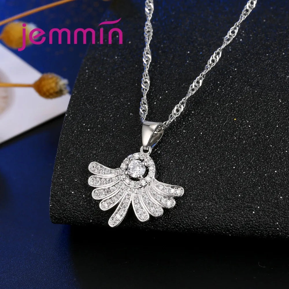 Brand Genuine 925 Silver Necklace Earrings Wedding Jewelry Sets Fashion Bridal Shinning Crystal Jewellery Set for Women Gift