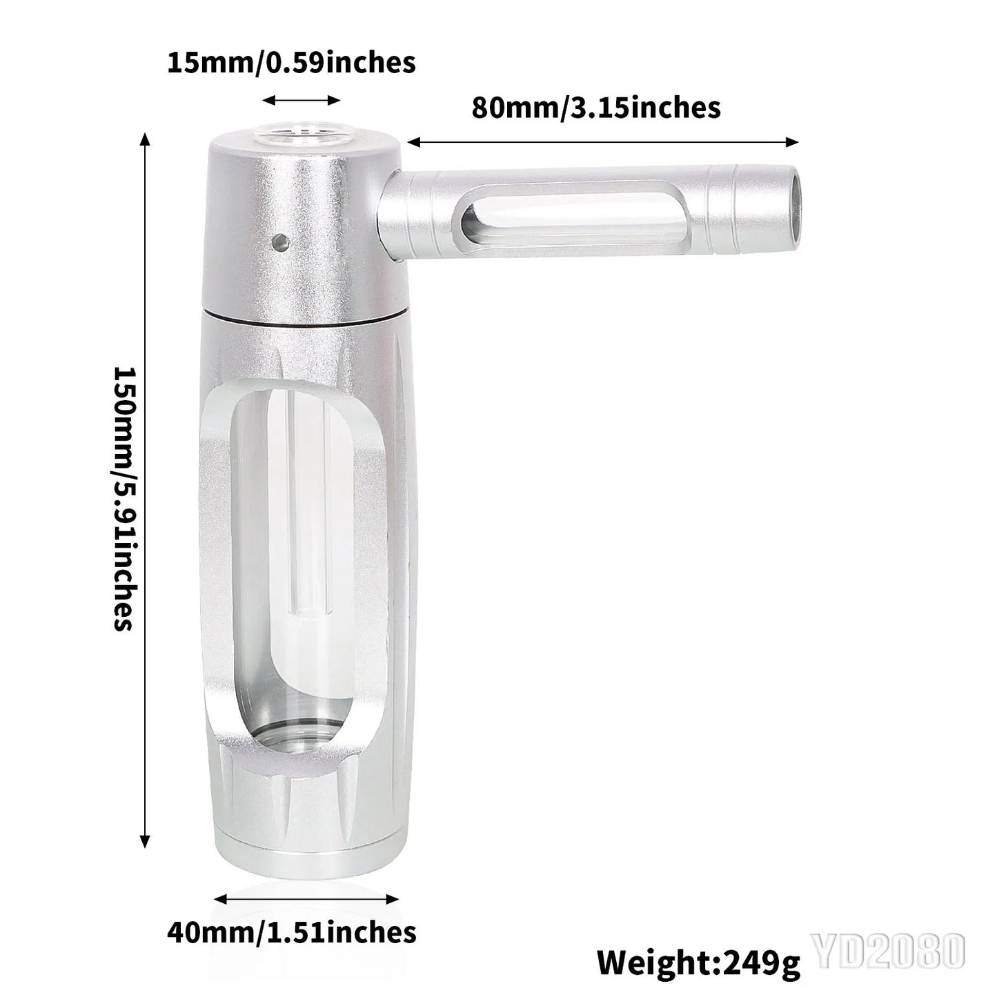 NEW Evil 155mm Dry Burning Grass Smoking Pipe Portable Aluminum Alloy&Glass Tobacco Pipes Hookah Shisha Pipa Smoking Accessories