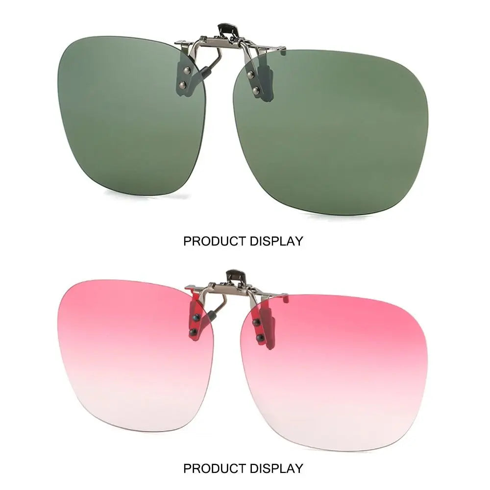 Polarized Clip On Sunglasses Men Car Driver Goggles Women Square Flip Up Sun Glasses for Prescription Rimless Polygonal Shades