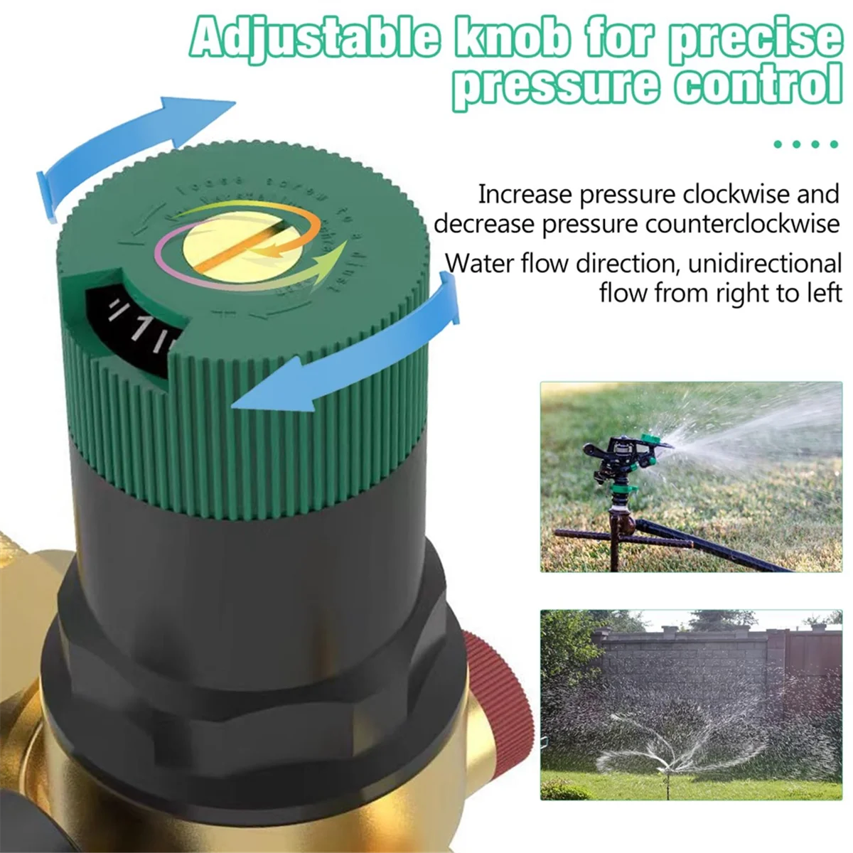 New Pressure Regulator Water 3/4 Inch, Water Pressure Regulator with Water Pressure Gauge and Mesh Filter