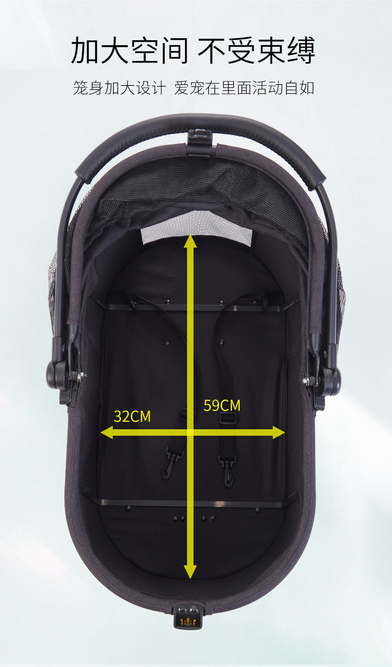 pet stroller Outdoor pet cart four wheeled metal folding handcart portable double-layer separable pet cart for outdoor use
