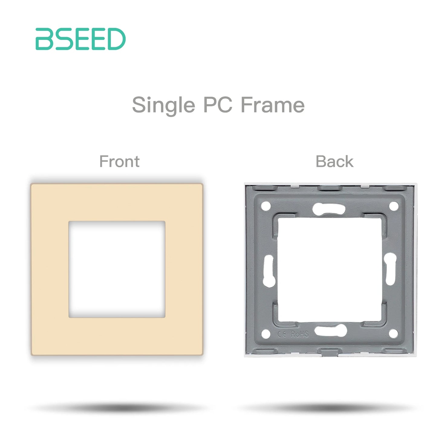 BSEED Only Plastic Frame Panel Single Double Frames Wall Socket Triple Four Frames DIY Part with Metal Frames White Black Golden