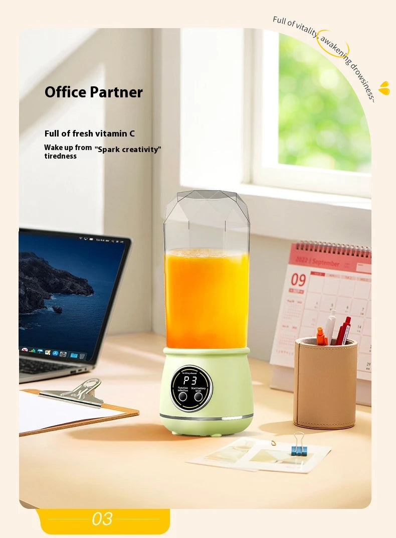 Portable USB rechargeable blender, electric juicer, 500ML capacity, 3-level power adjustment, for juicing fruits and vegetables