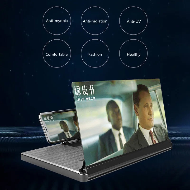 12 Inch Folding Mobile Phone Magnifying Glass HD Video Magnifying Glass 3D Mobile Phone Screen Magnifying Glass Desktop Bracket