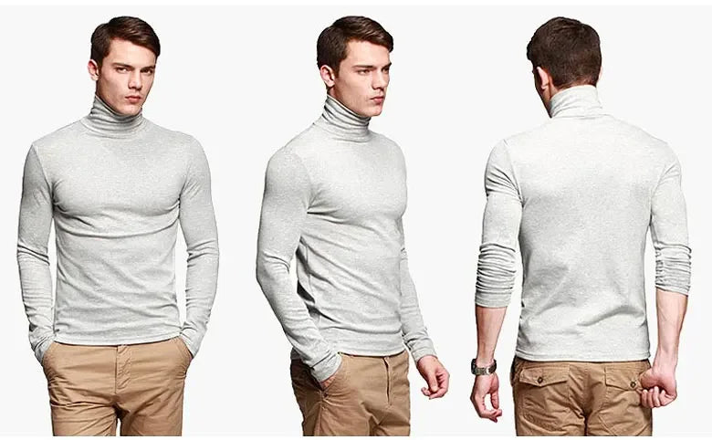 Thermal Underwear Tops Men Spring Clothes Thermal Shirt Autumn Men's Winter Tights High Neck Thin Slim Fit Long Sleeve T-shirt