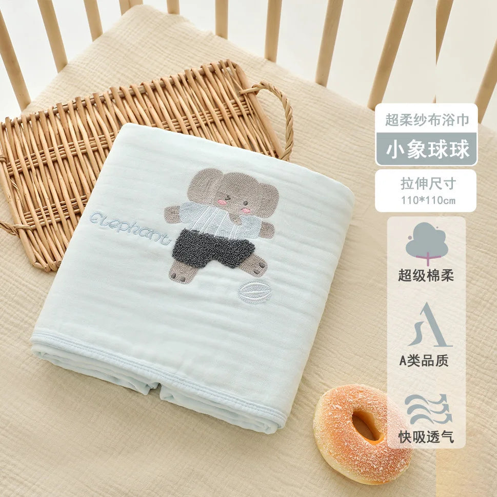 Baby Bath Towel for NewbornsAGauze-like Blanket Wrap Single Children's Bath Towel Infant Six-layer Ultra-soft Bath Towel