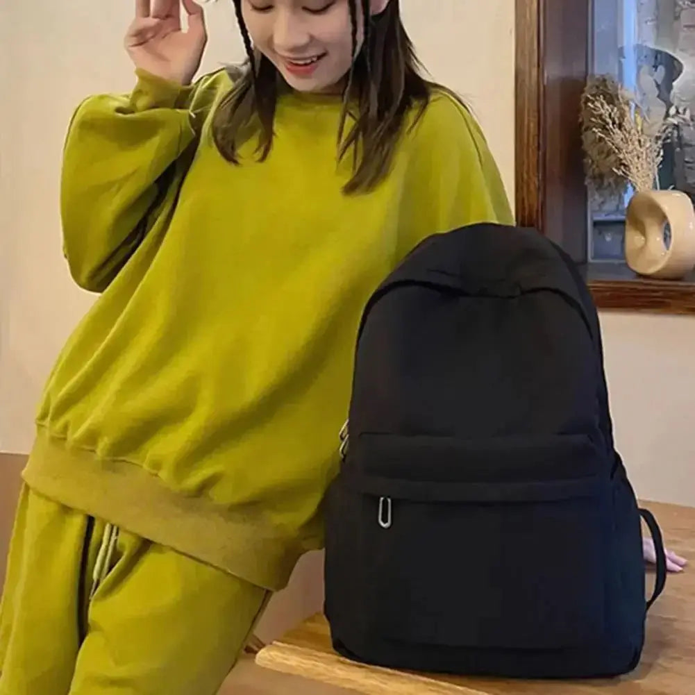 New Women Schoolbag Waterproof Large Capacity School Backpack Smooth Zipper Solid Teens Girl Casual Daypack Bag Student Supply