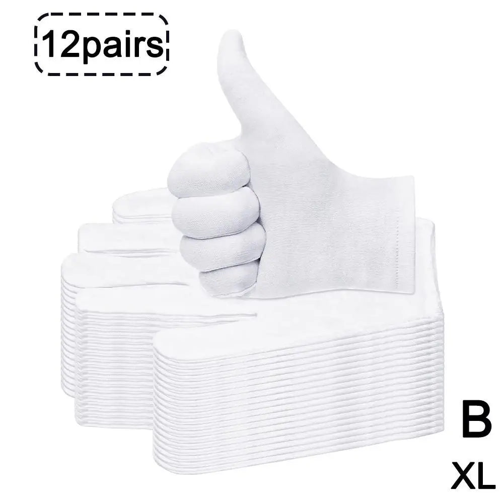 12 Pairs Cotton Gardening Gloves Wear-Resistant Ventilate Work Protection Antiskid Comfortable White Gloves Natural And Soft