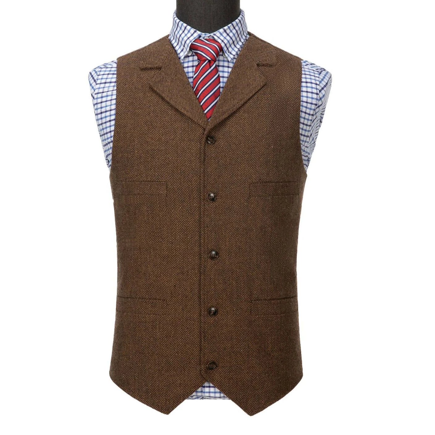 Wool Tweed Men's Suits Vest for Groomsmen Wedding Lapel Casual Slim Business Vests Sleeveless Waistcoat Male Gilet Homme Vests